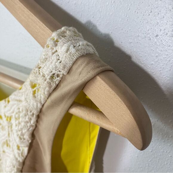 Anthropologie Greylin Valencia Lace Fit and Flare Yellow and White Cotton Dress - Picture 6 of 12